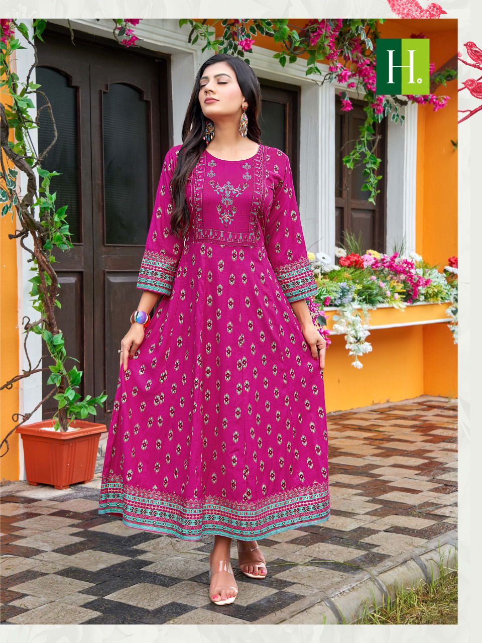 Hirwa Samantha 2 Rayon Festival Wear Long Anaraklai Kurti Collection